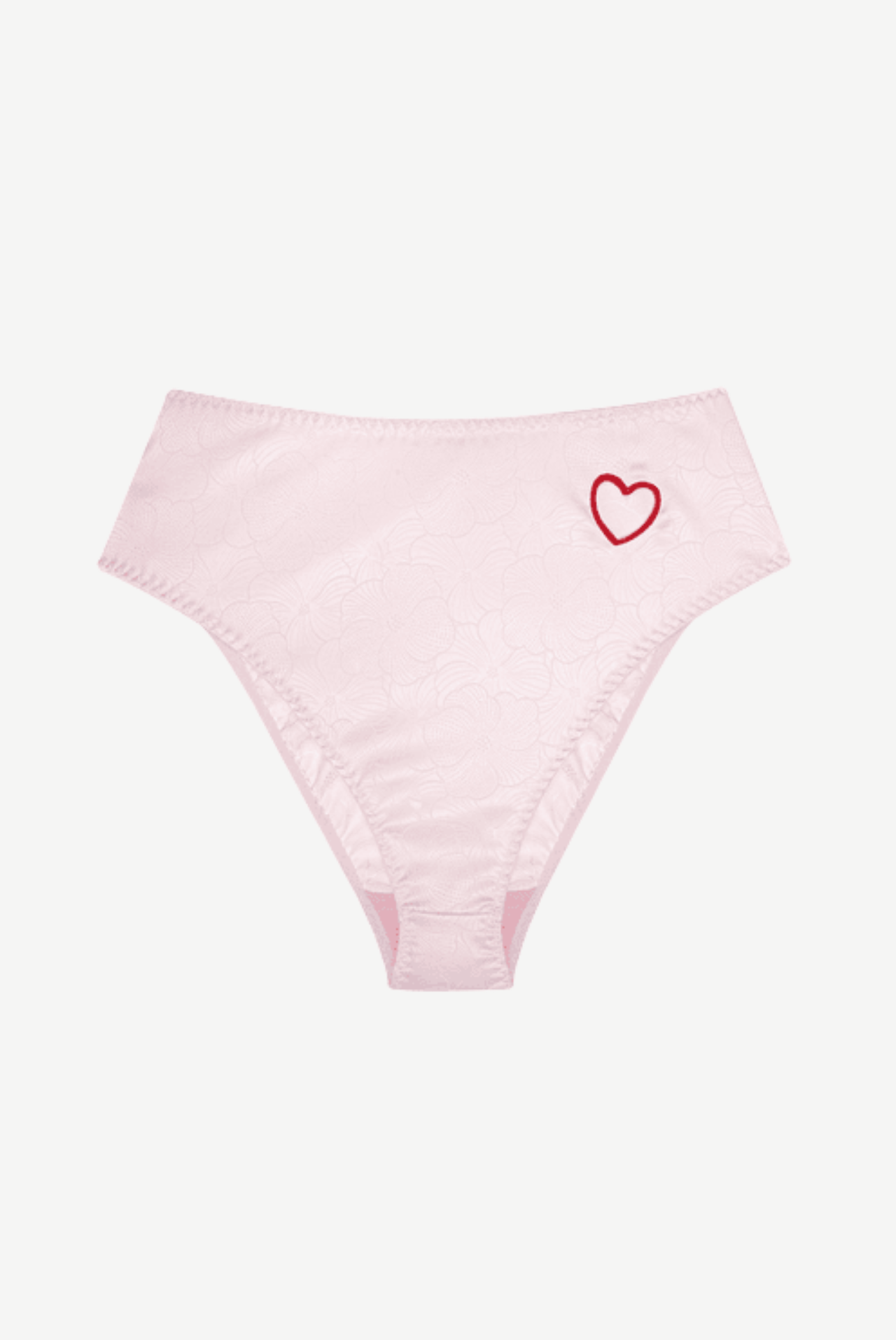 GLACE Satin High Waist Briefs with Embroidered Heart