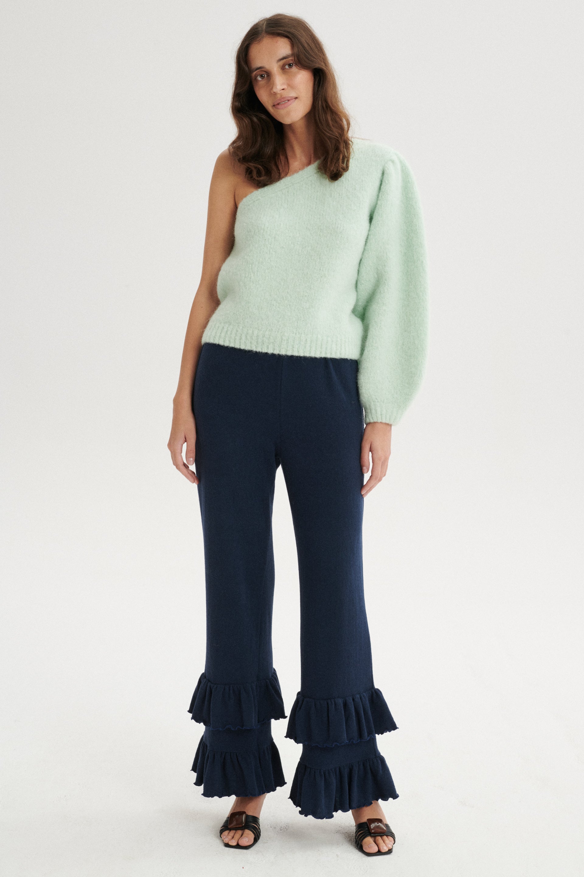 Malone Brushed Cotton Trousers - navy blue