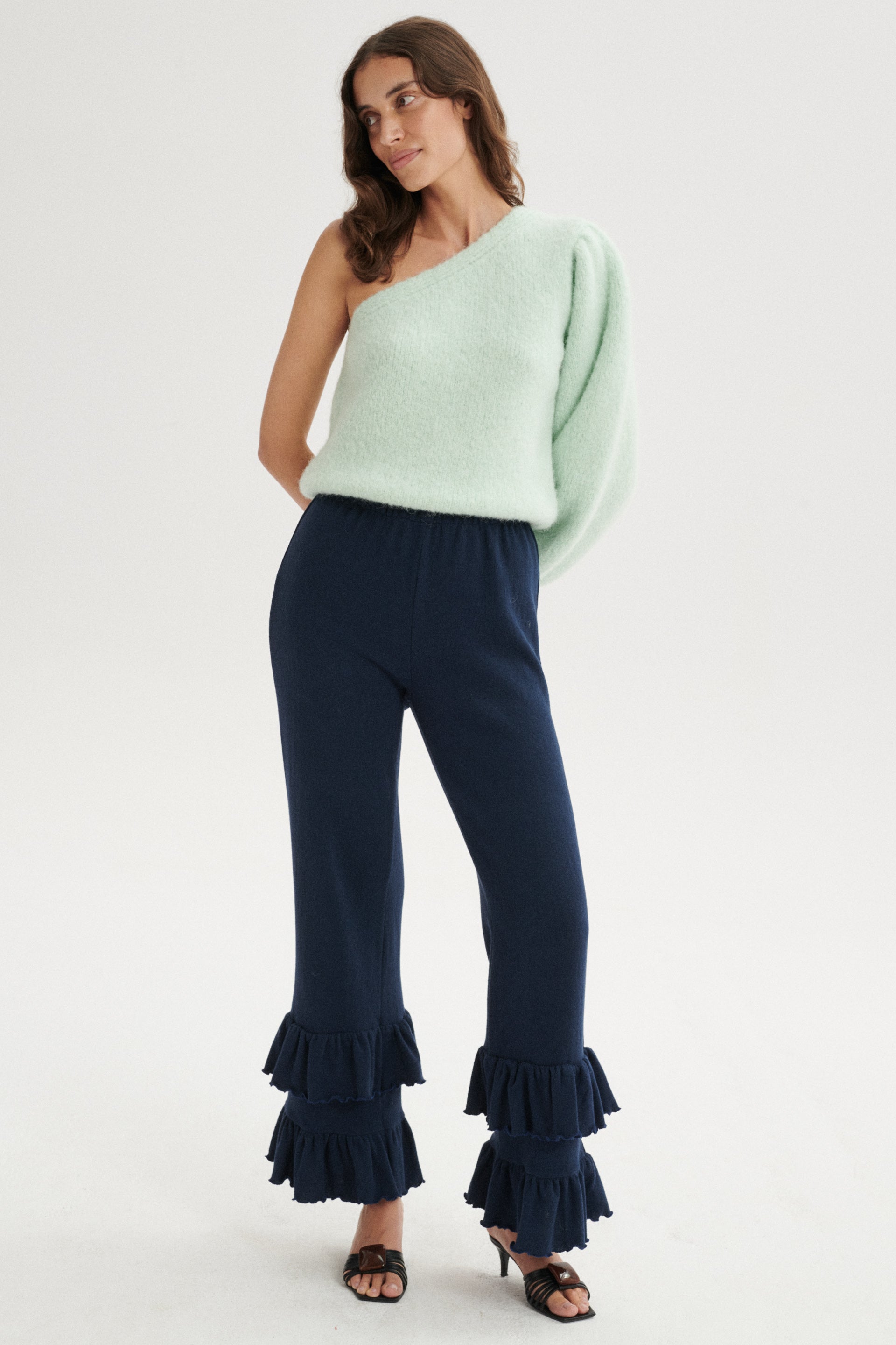 Malone Brushed Cotton Trousers - navy blue