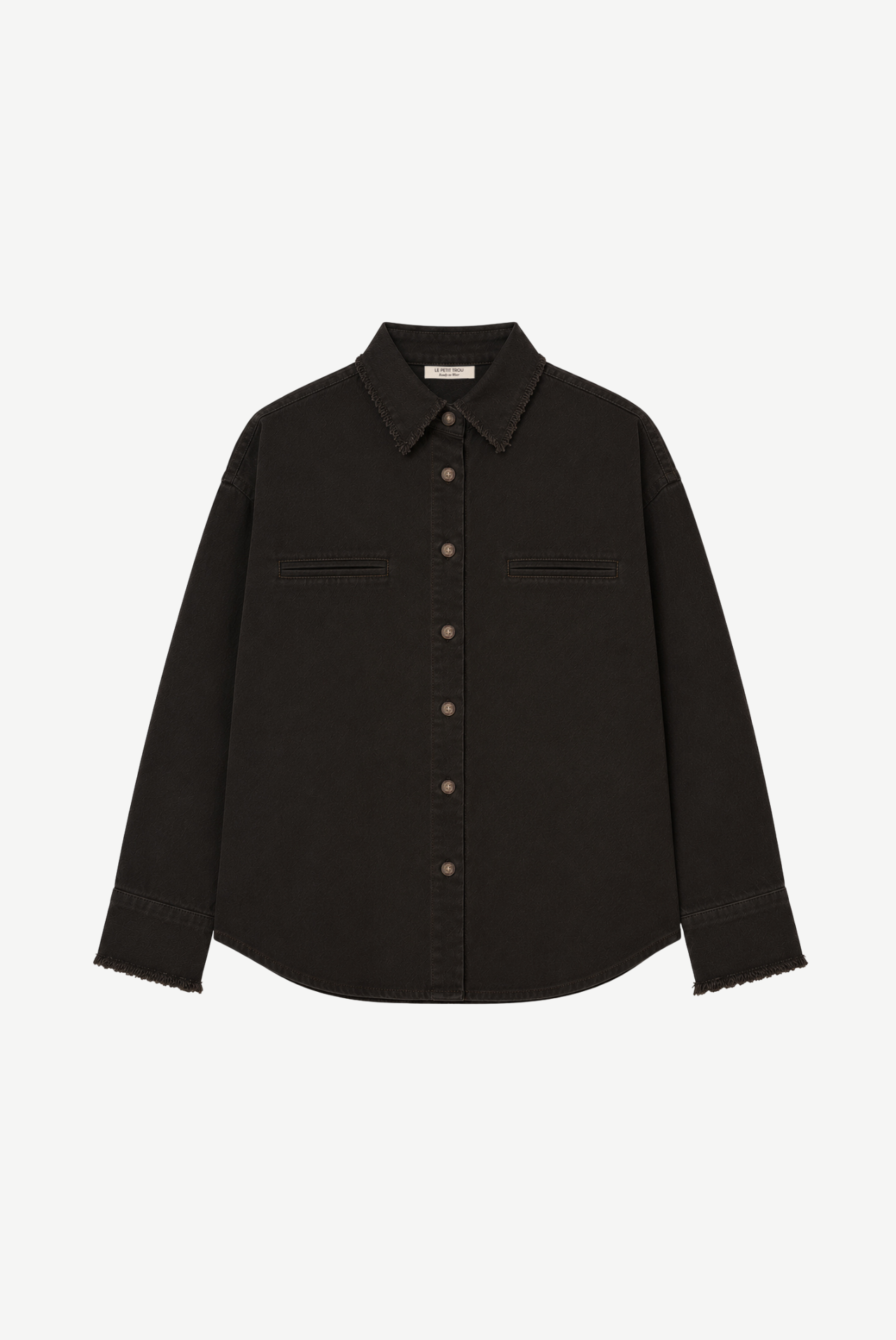 Cyril Denim Overshirt with Frayed Collar and Cuffs