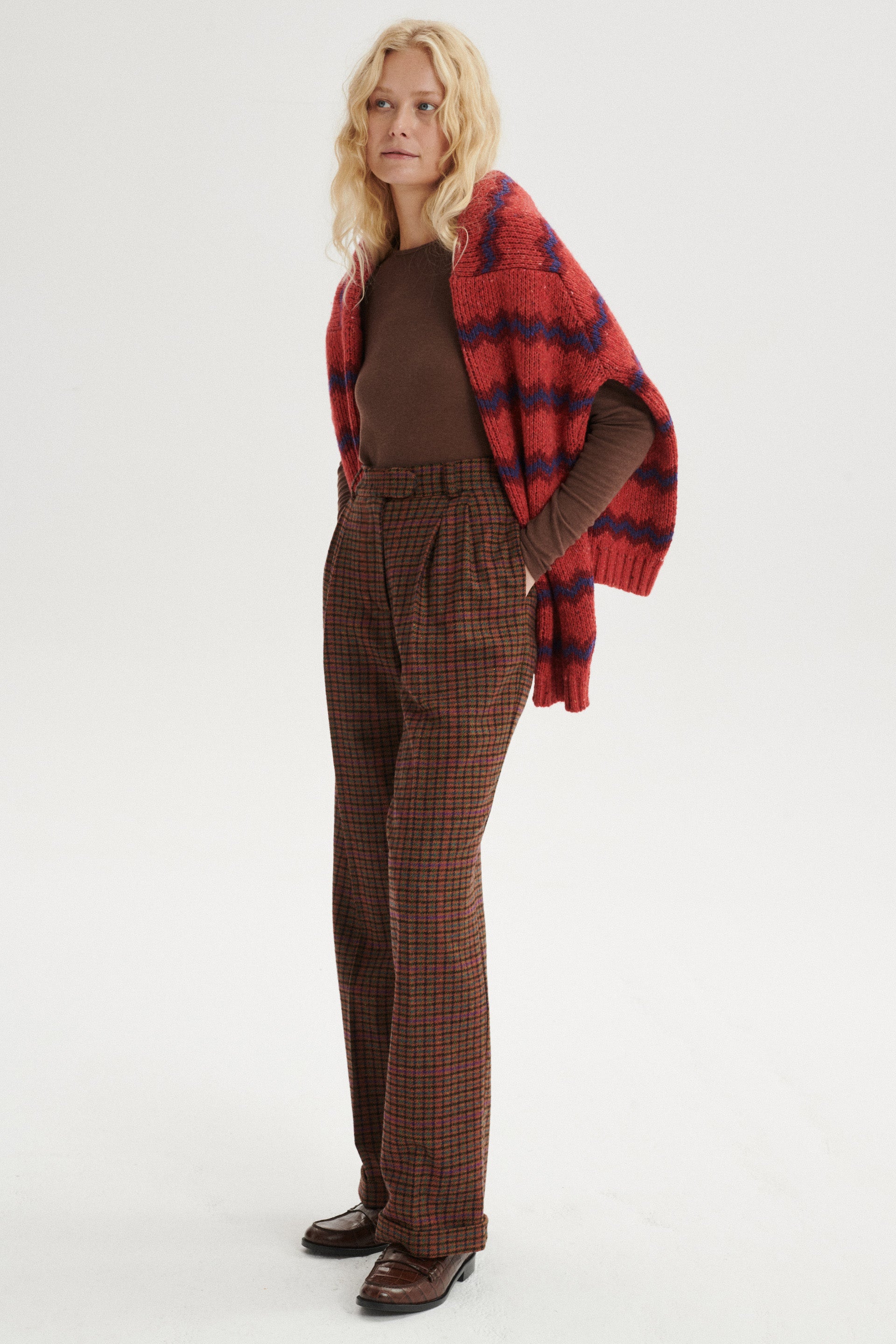 Miki High-Waist Pleaded Wool Trousers