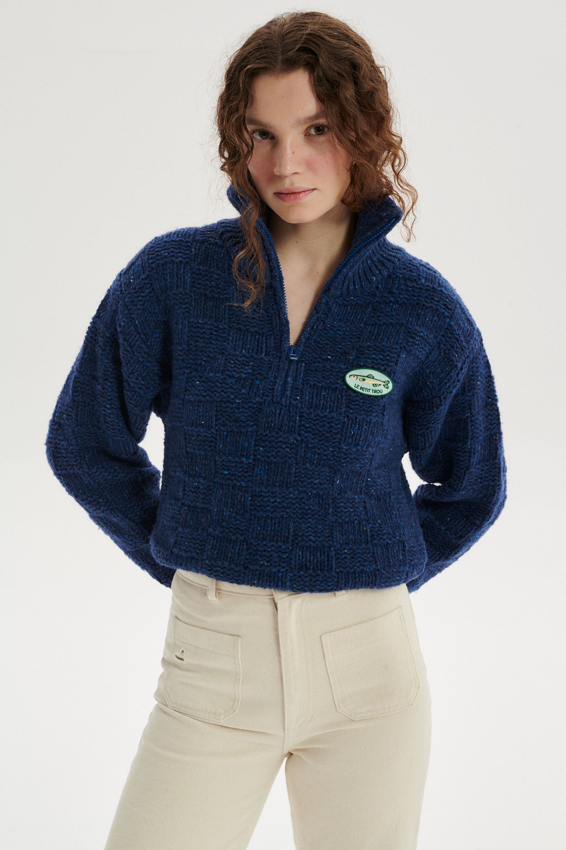 Alan Textured Wool Half-Zip Sweater