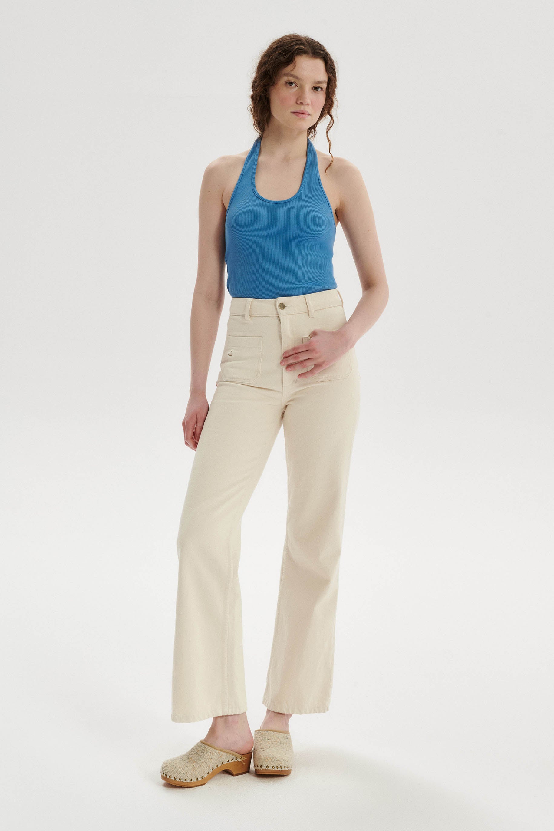 Gilbert Cotton Halter Top - blue