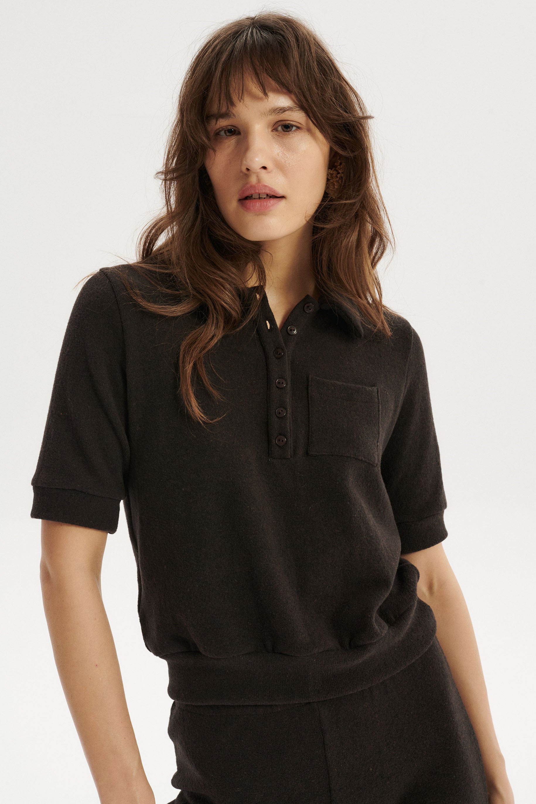 Antoine Brushed Cotton Polo - brown