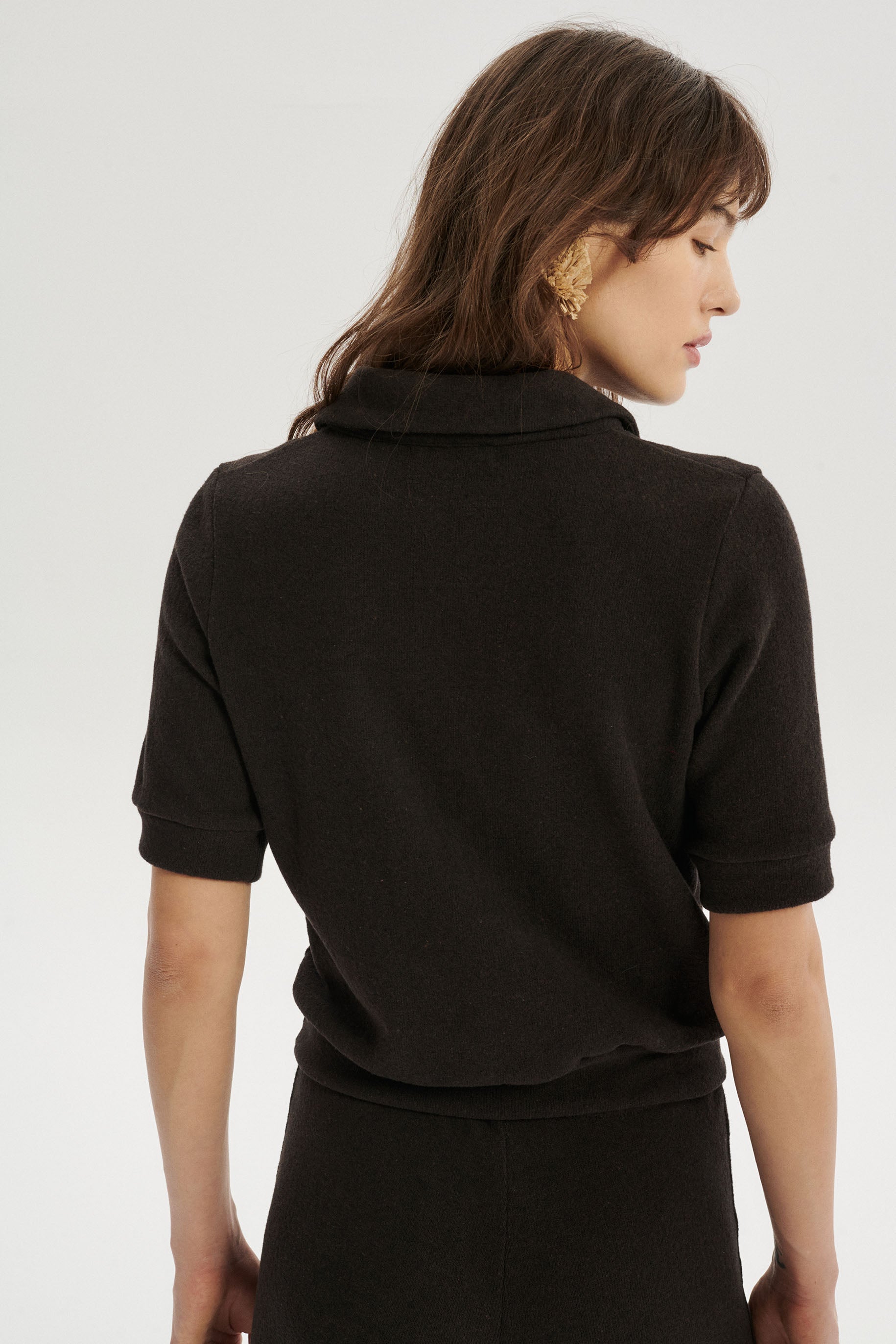 Antoine Brushed Cotton Polo - brown