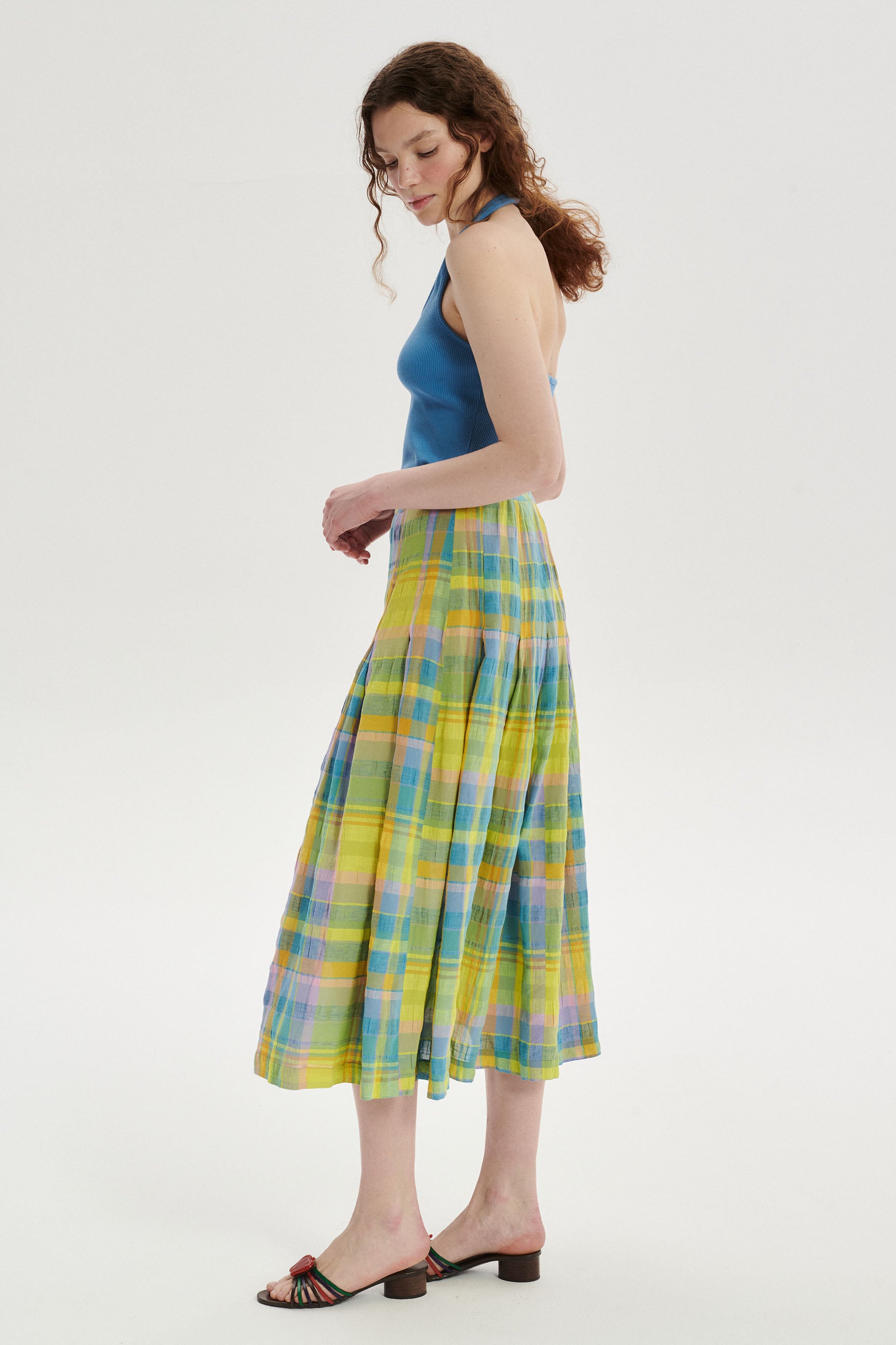 Arthur Checked Maxi Skirt - green