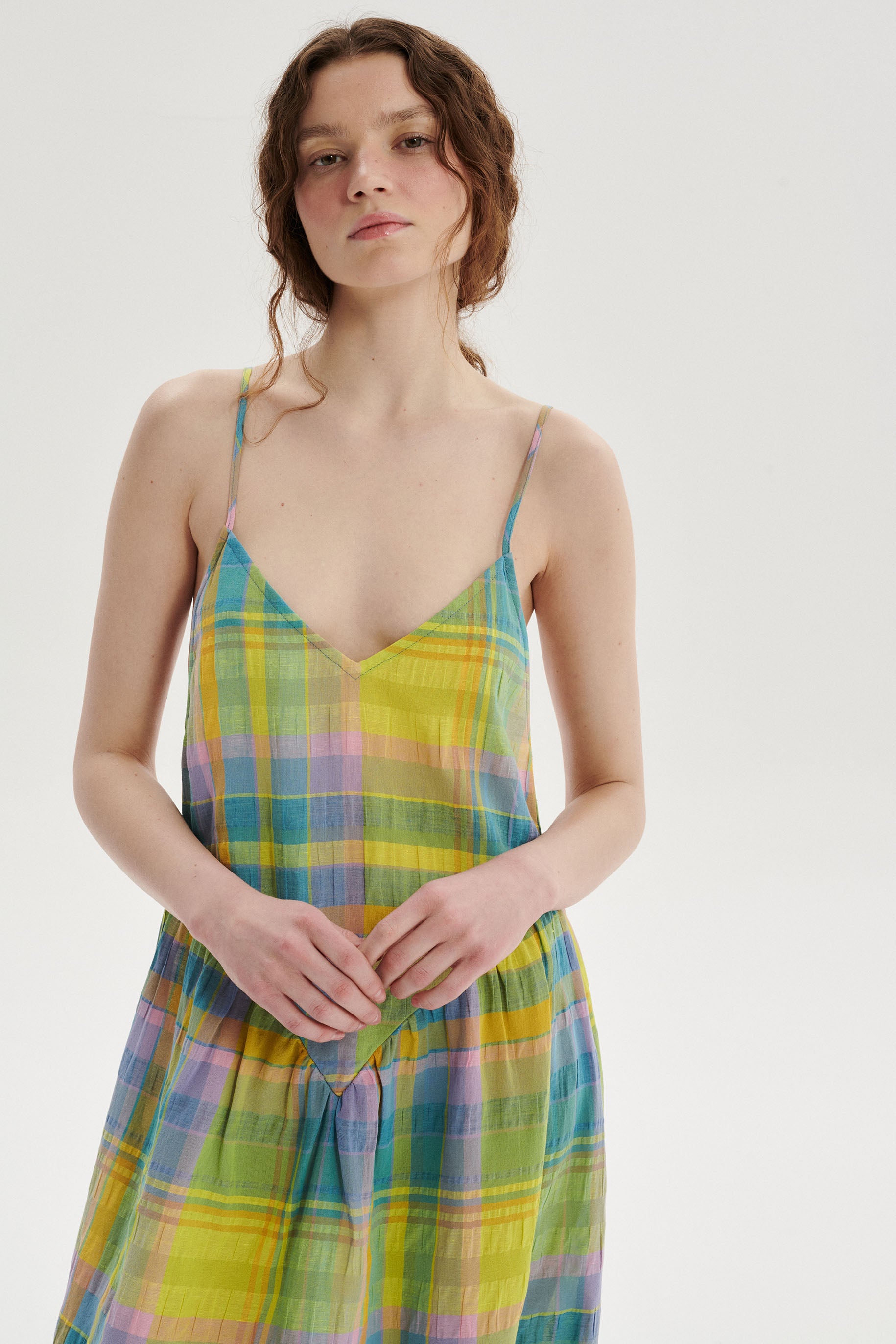 Roche Checked Dress - green