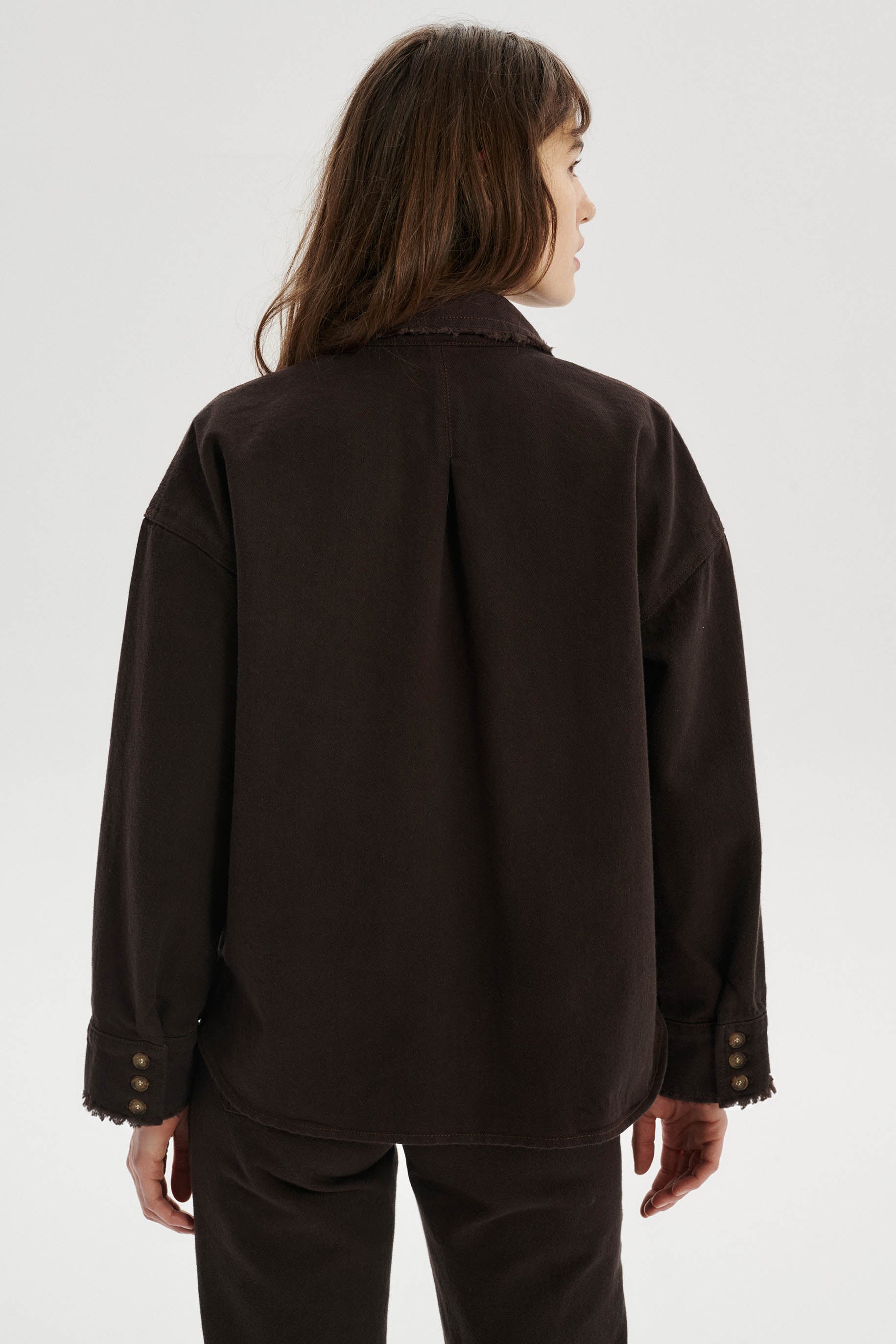 Cyril Denim Overshirt with Frayed Collar and Cuffs