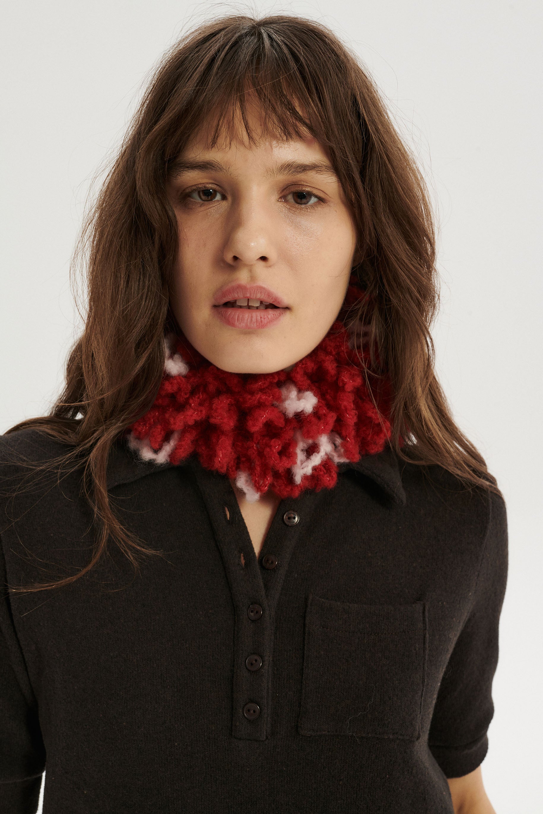 Wool Yarn Collar - red