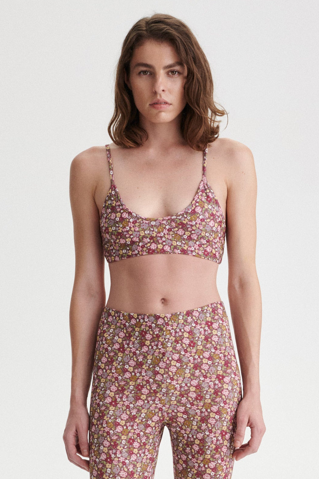 Clovis Floral Cotton Back-Bow Bra Top
