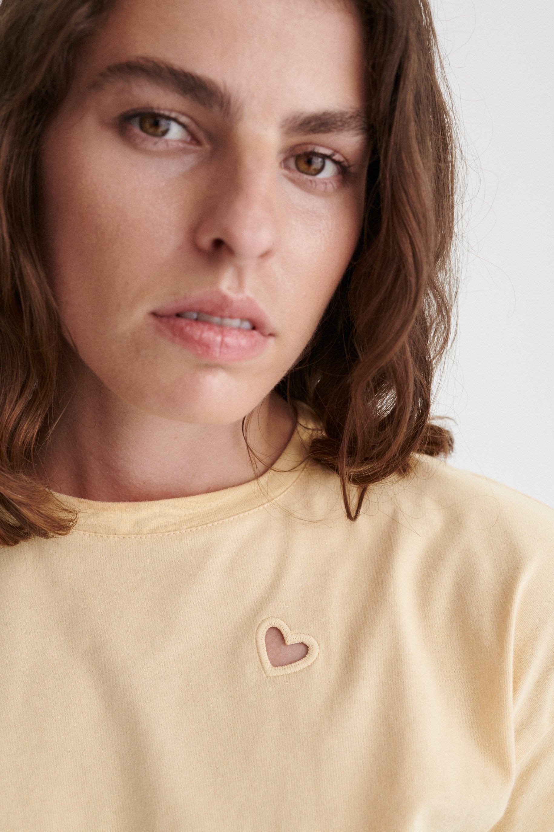 Gaby Cotton T-shirt With Heart In Yellow