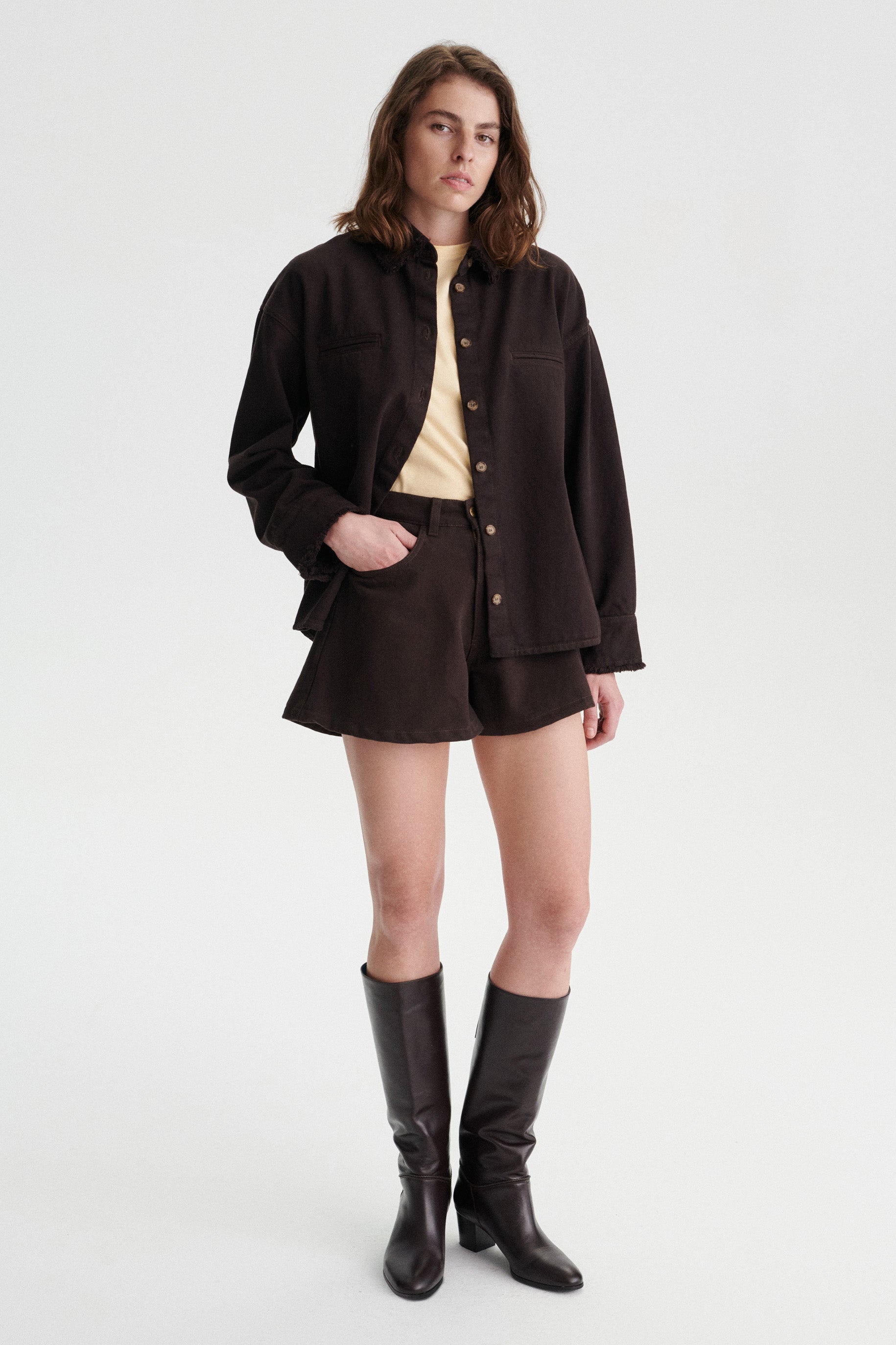 Cyril Denim Overshirt with Frayed Collar and Cuffs
