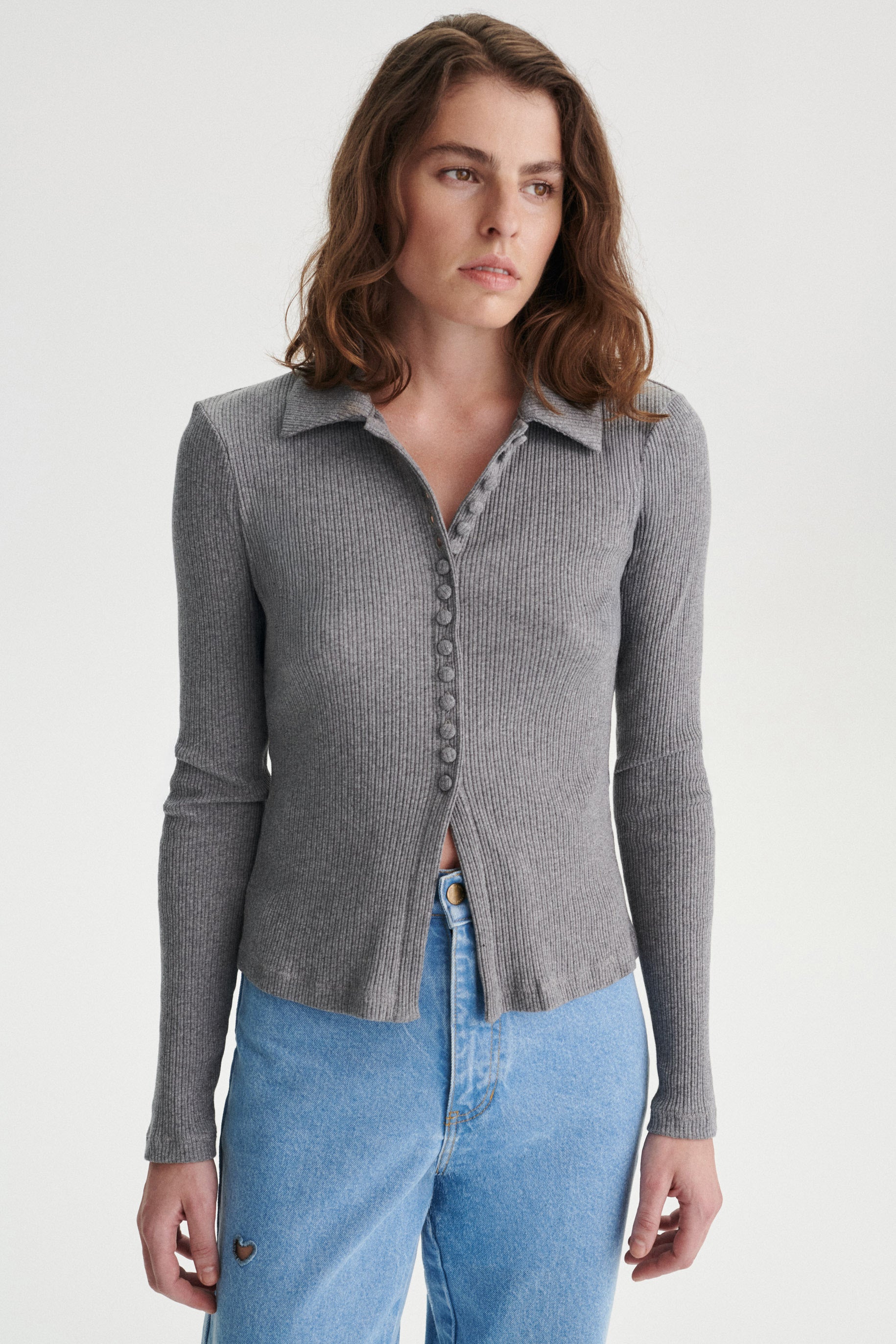 Dylan Cotton Ribbed Button-Up Cardigan