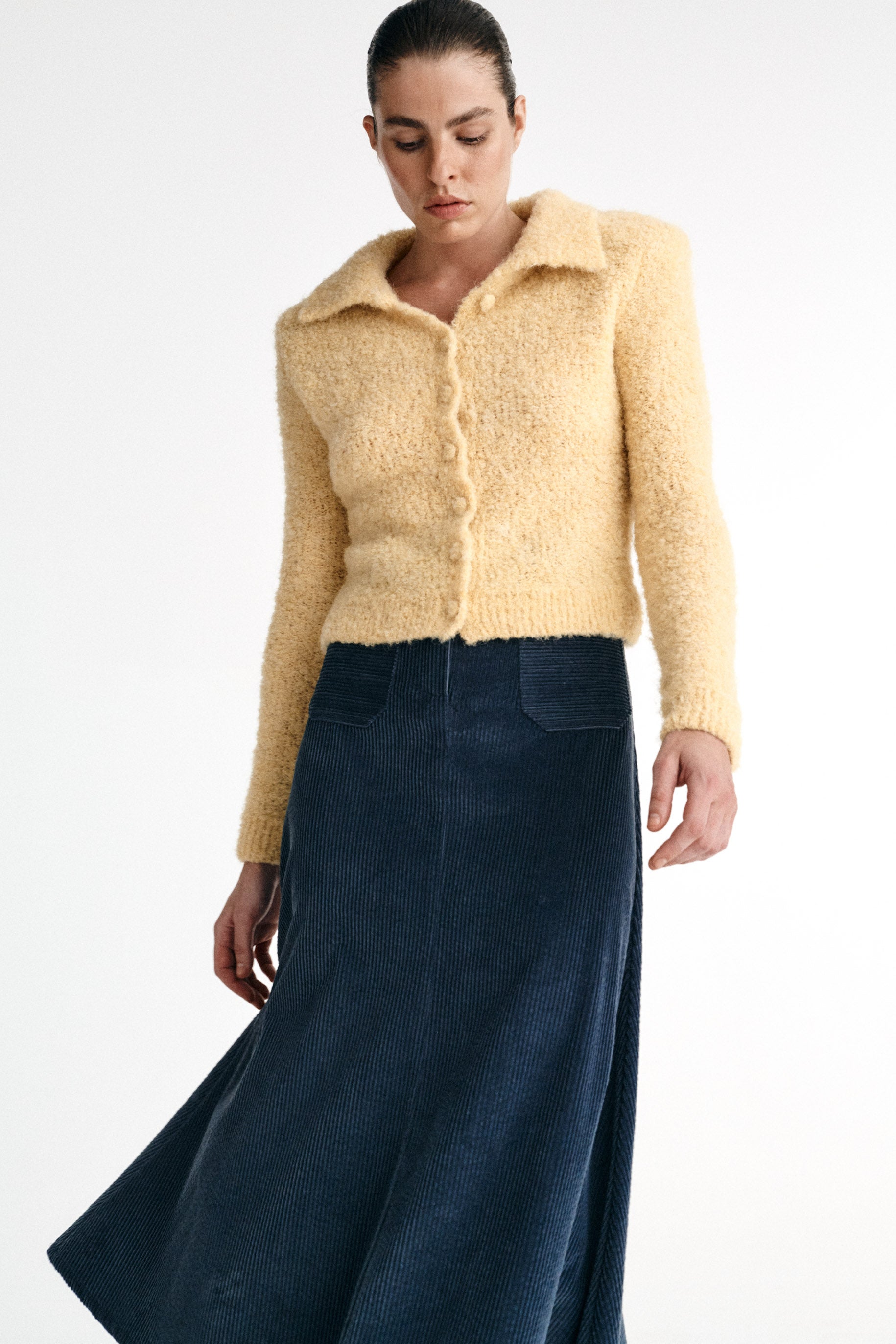 Christel Alpaca Wool Cardigan with Collar