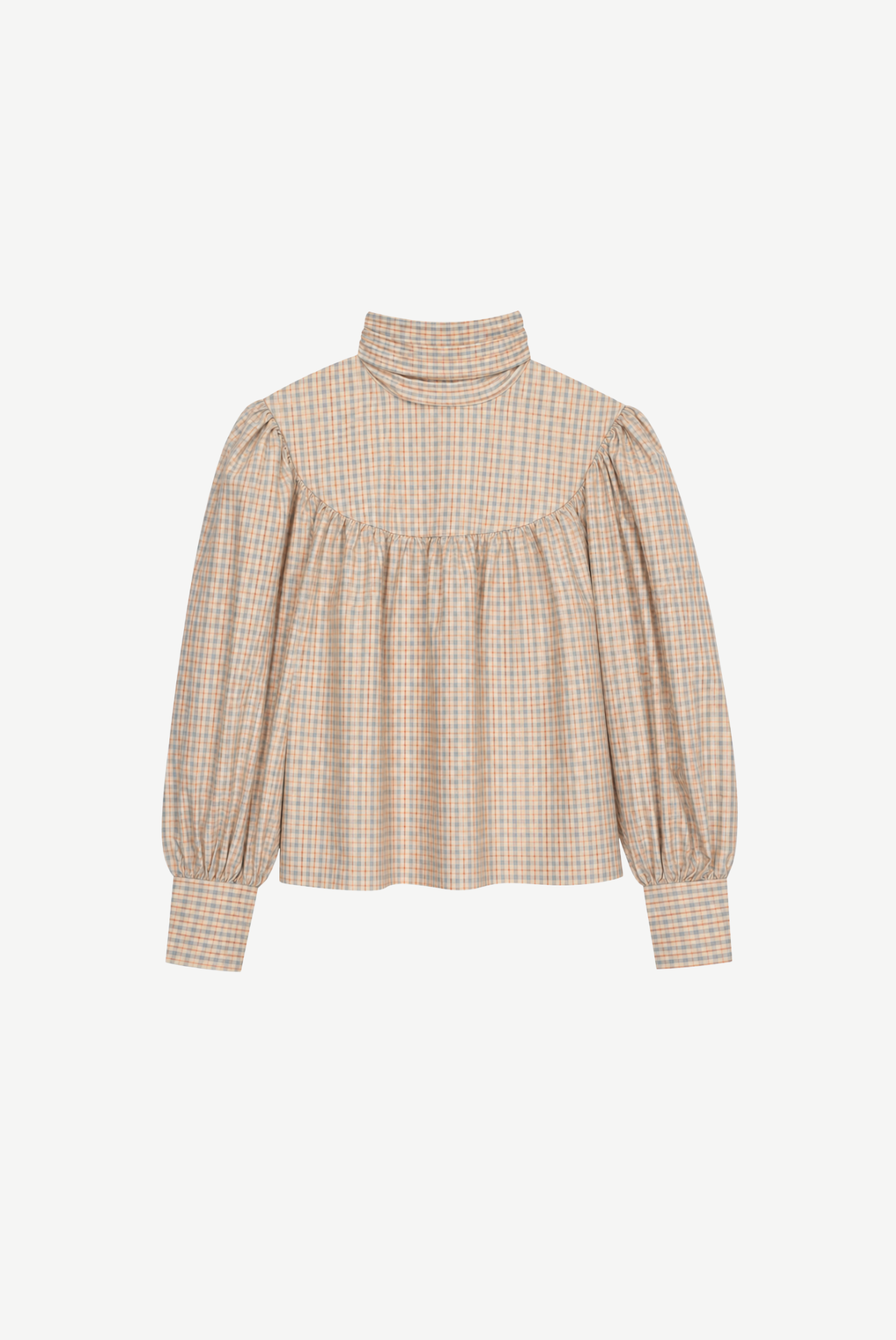Ignace Organic Cotton Checkered Shirt with Puff Sleeves