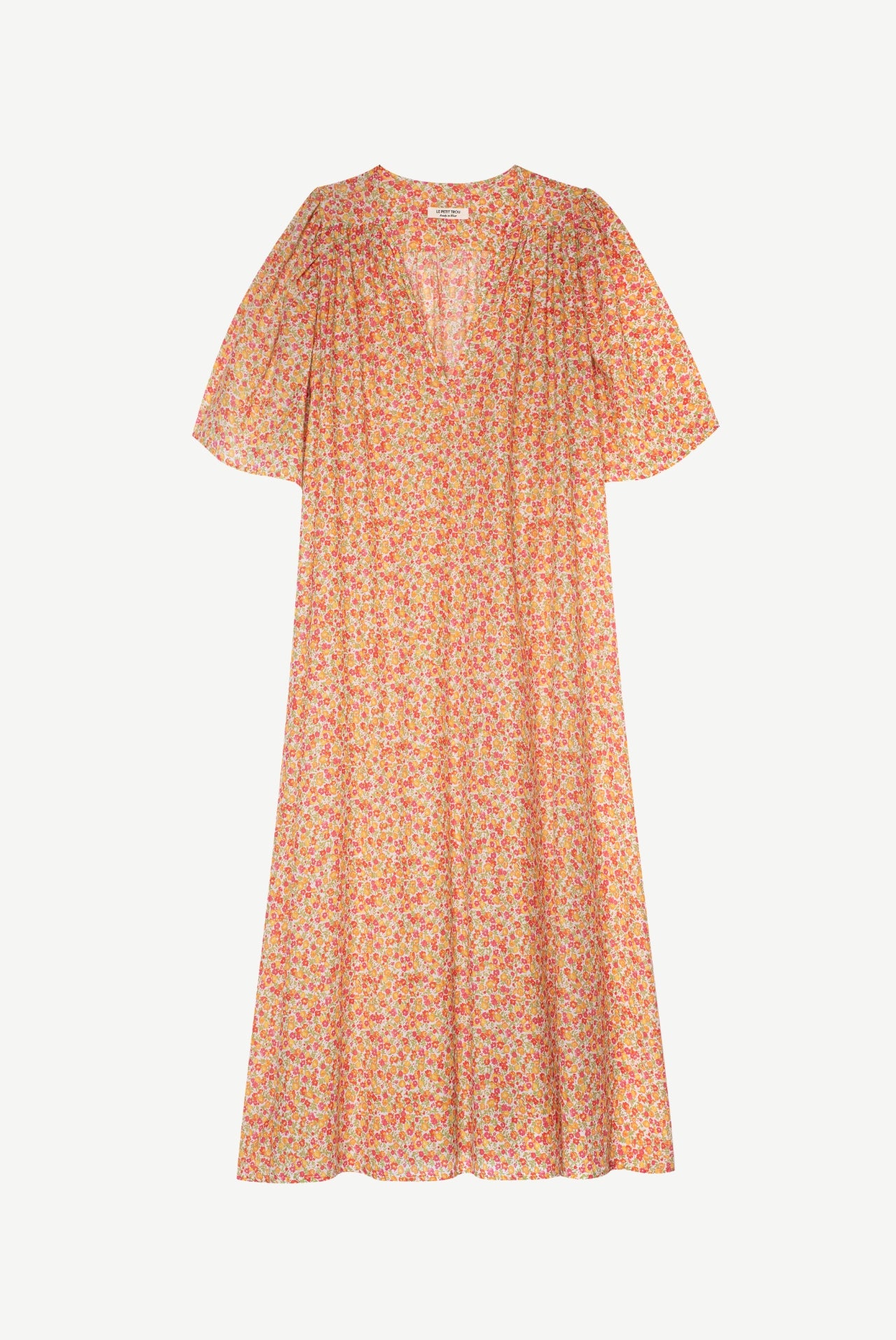 Lou Floral Cotton Dress - orange