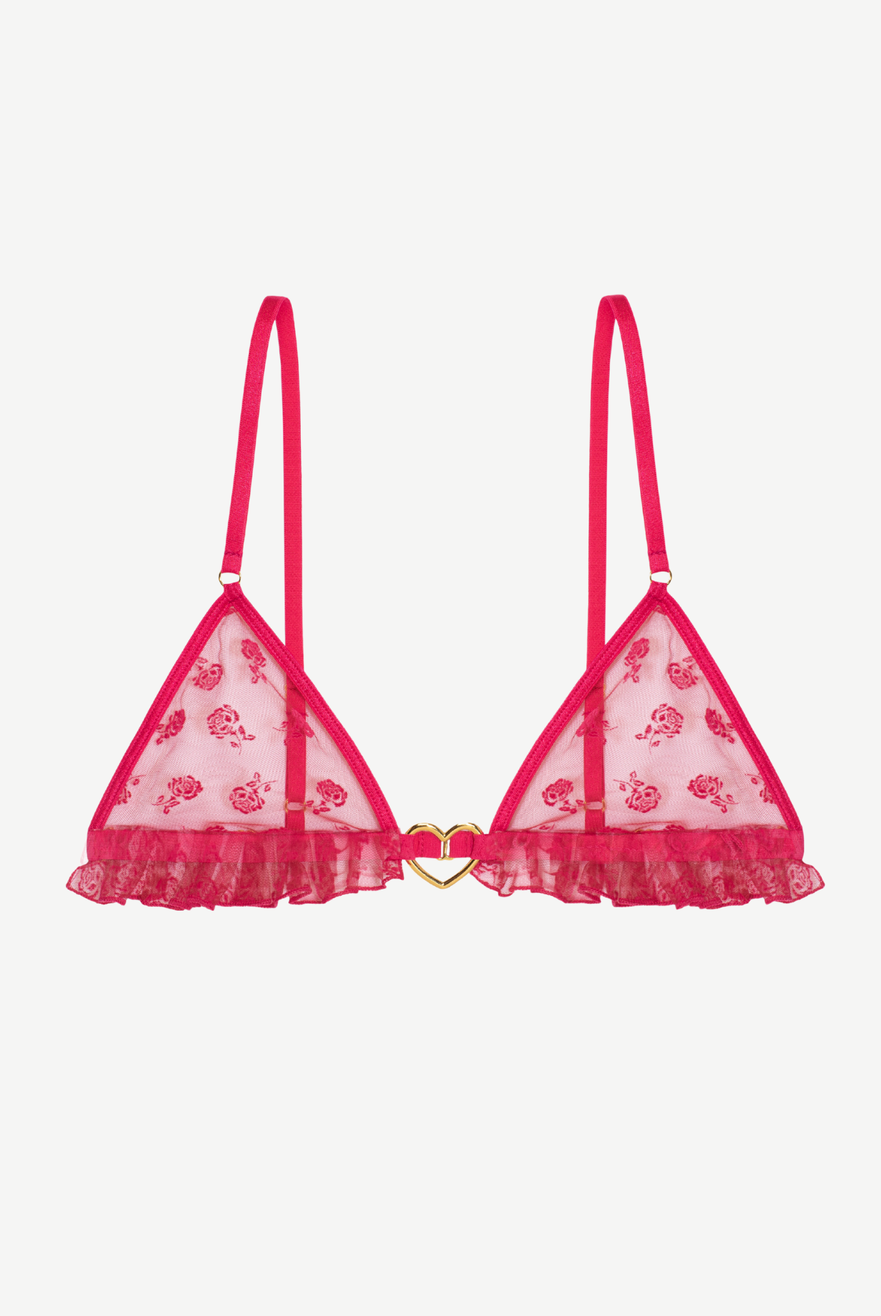 ROSE Triangle Bra with Frills and Heart