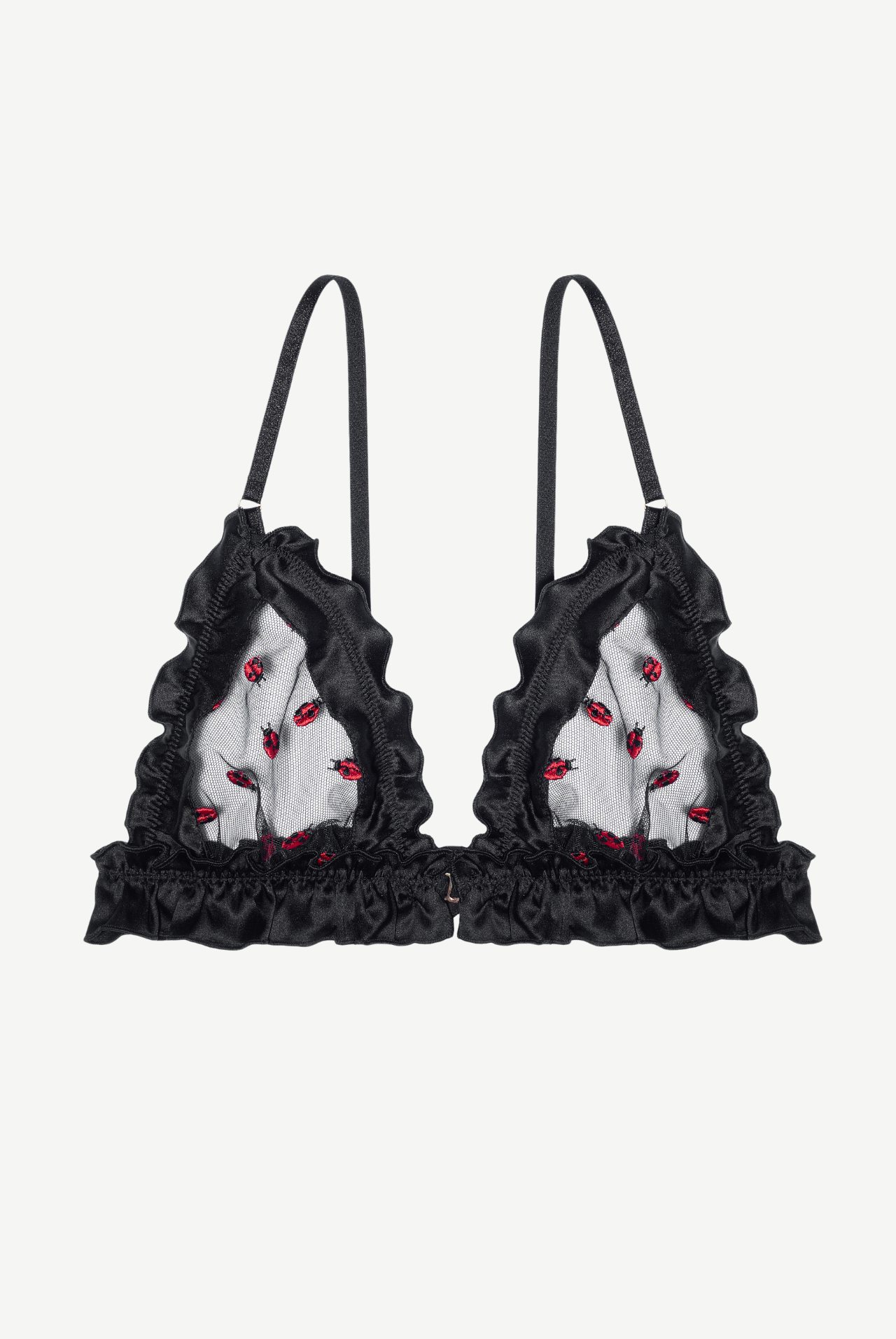 COCCINELLE Triangle Bra with Frills and Silk