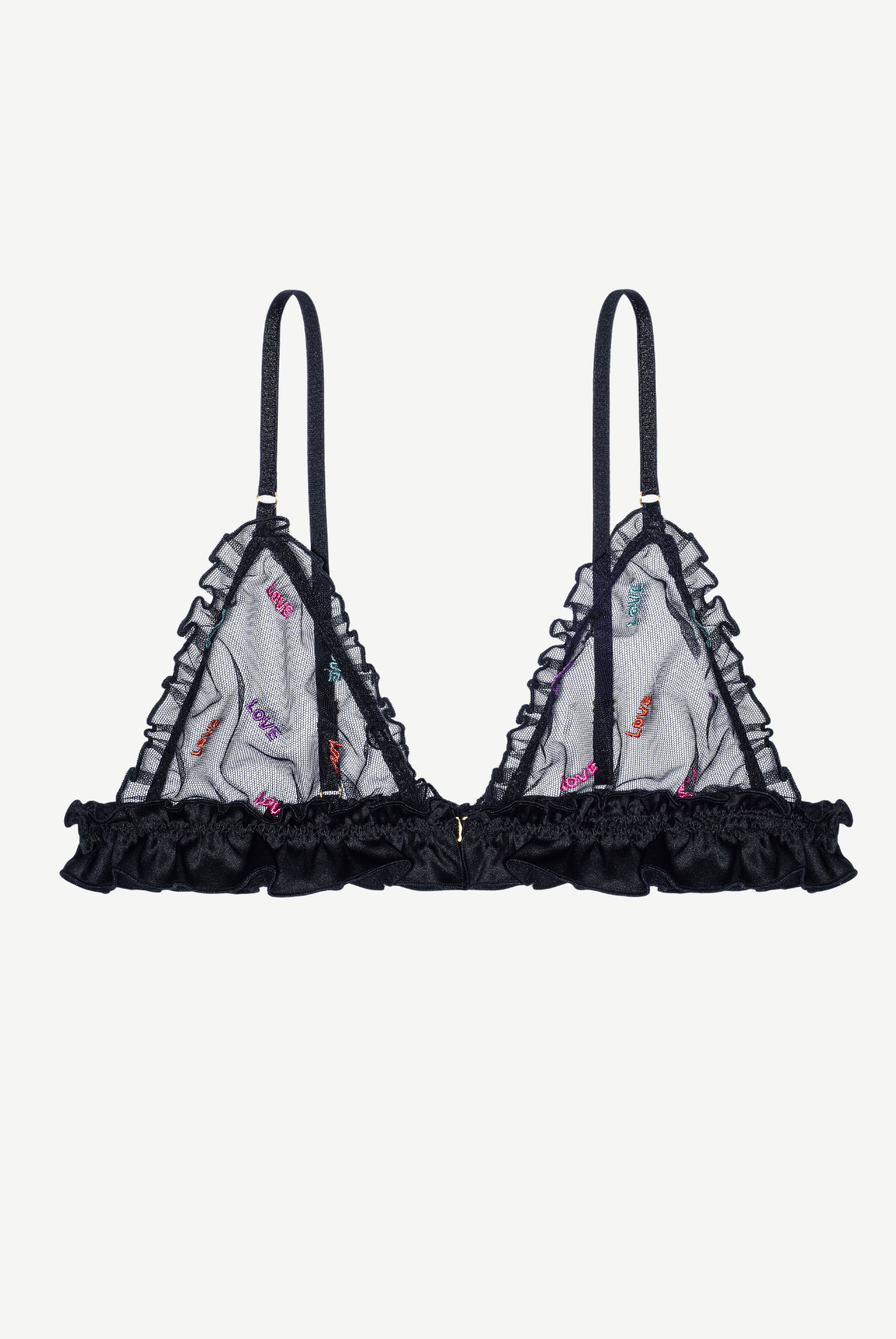 LOVE Triangle Bra with Frills and Satin