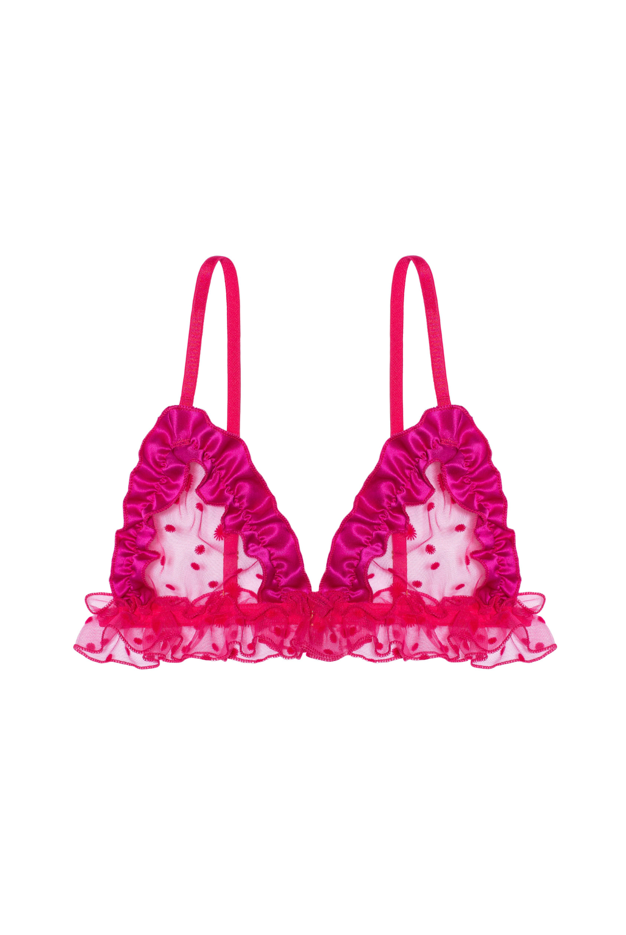 FRAMBOISE Triangle Bra with Frills and Silk – Le Petit Trou EN